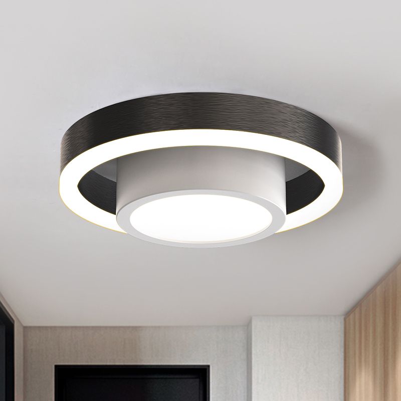 Double cerceau petit plafond acrylique affleurant nordique noir/café/or LED éclairage encastré pour couloir