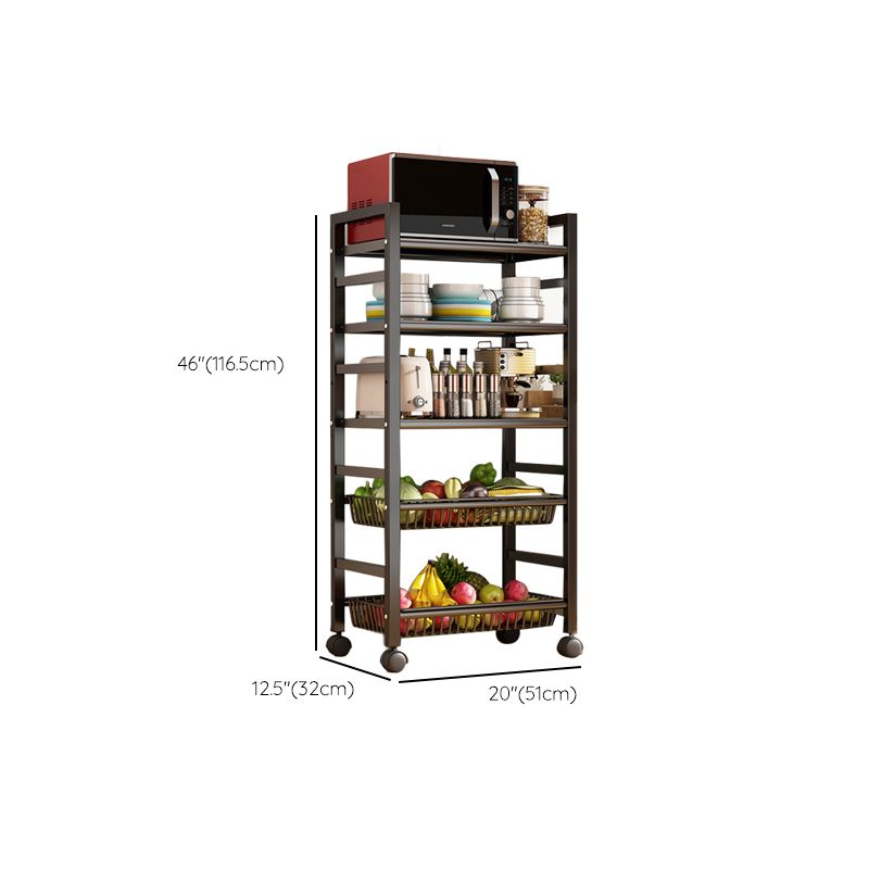Home Dining Prep Table Open Storage Kitchen Trolley with Basket