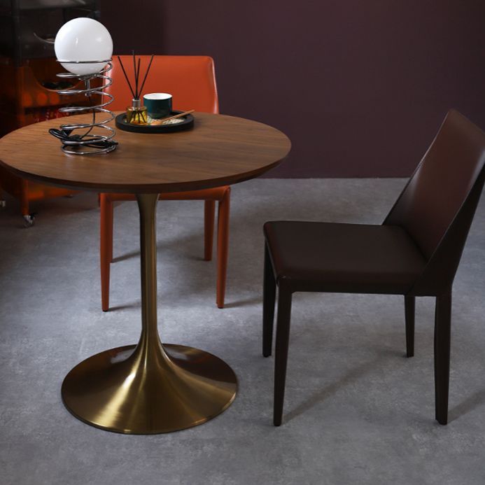 Modern Wood Tabletop Round Dining Table with Metal Tulip Base