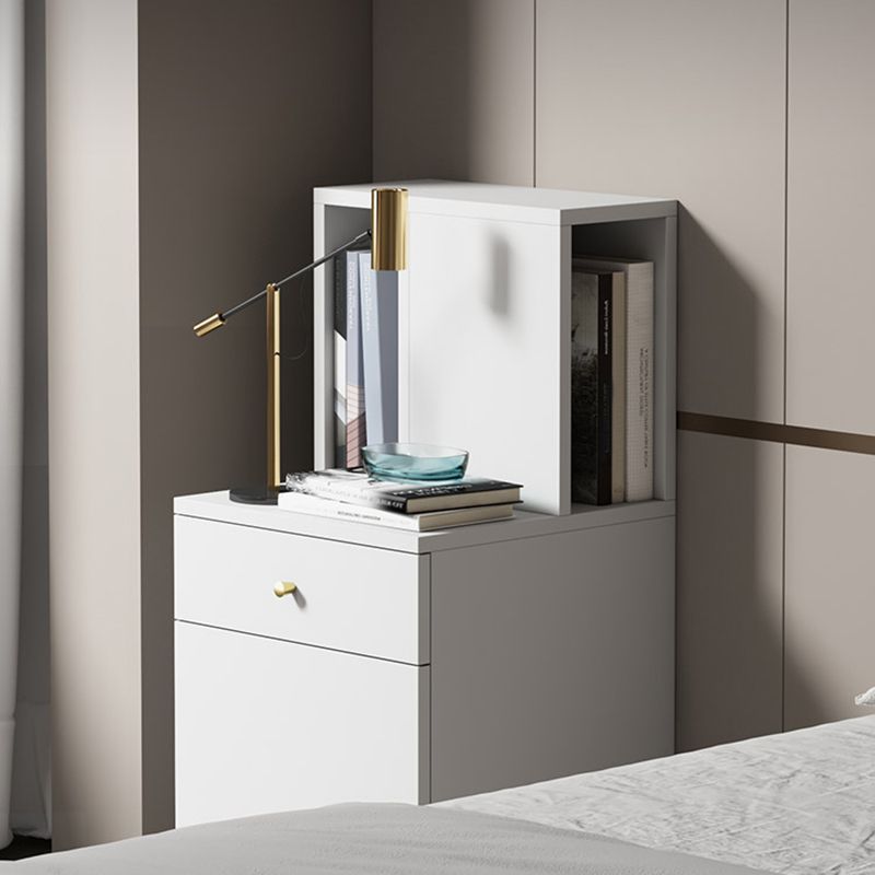 Wood Contemporary 32"H Bookshelf Closed Back Bookcase with Drawer for Home Office