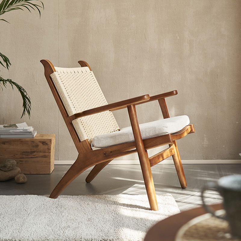 Arms Included Wood Square Arms Woven Back Lounge Accent Chair,30.70" W