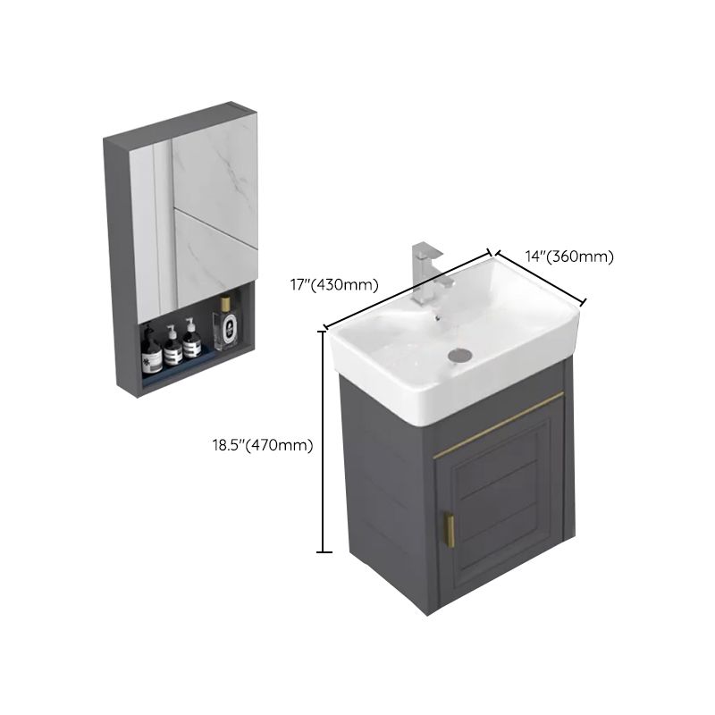 Modern Single Bath Vanity Wall Mount Ceramic Top Bathroom Vanity