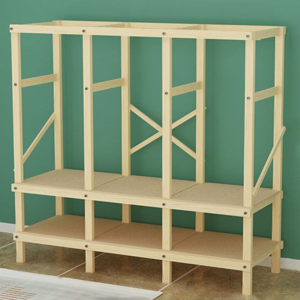 Contemporary Style Wardrobe Pine Solid Wood 1-Door Wardrobe Closet for Bedroom