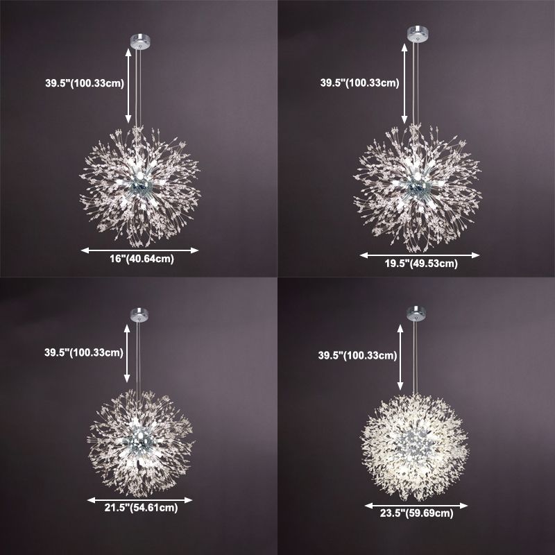 Lámpara de lámpara de forma de globo de forma nórdica lámpara de araña de luciérnagas para sala de estar