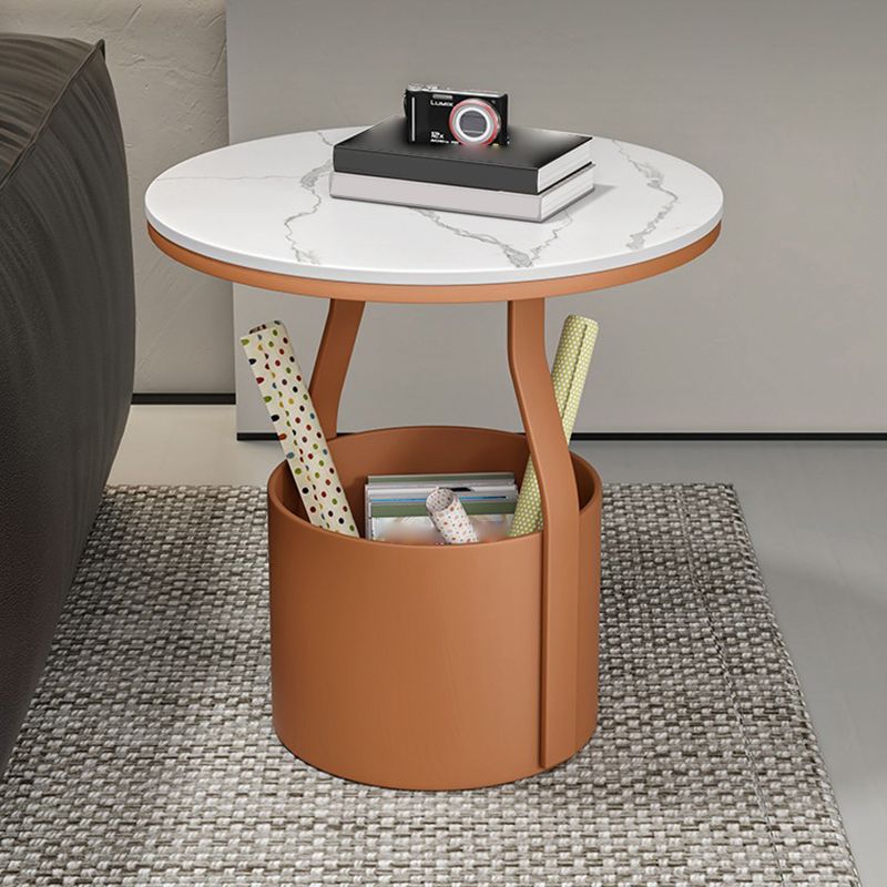 19.7" Storage Round Side Table Metal Drum Sofa Side Accent Table