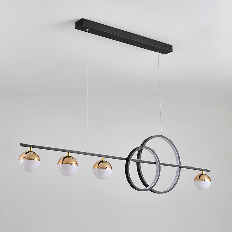 Black / Gold Contemporary Ceiling Pendant Fixture Metal and Glass Kitchen Island Light