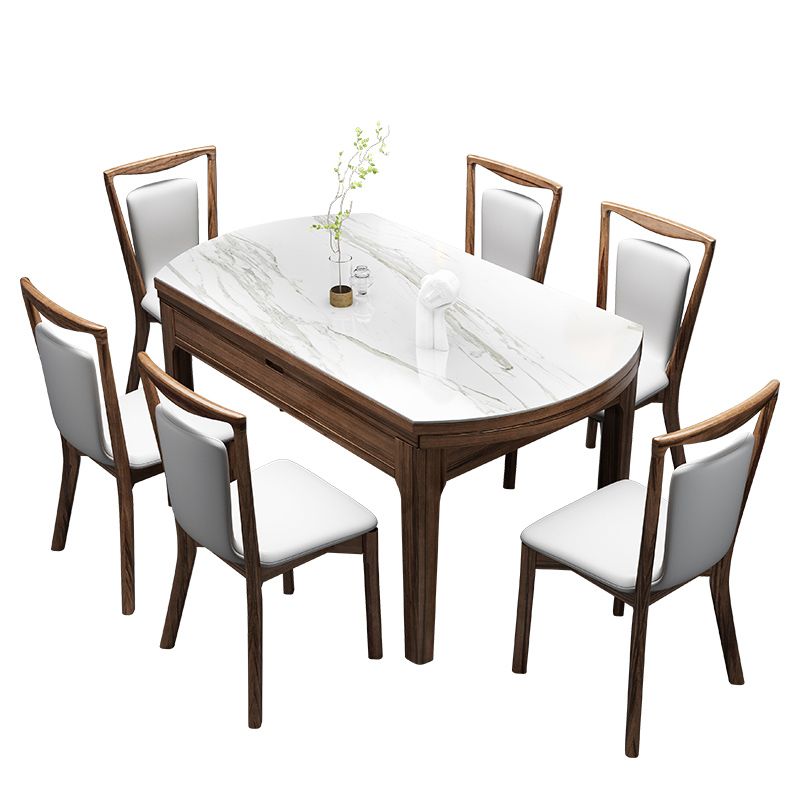 Solid Wood Furniture 1/7 Pcs Standard Height Dining Set with Self Storing Leaves