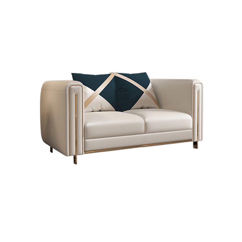 33.46" Wide Tuxedo Arm Sofa White Standard Sofa for Living Room