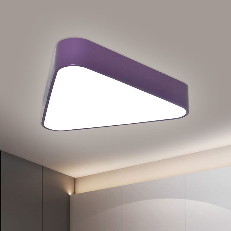 Triangular Acrylic Flush Mount Light Kids White/Yellow/Purple LED Close to Ceiling Lighting Fixture