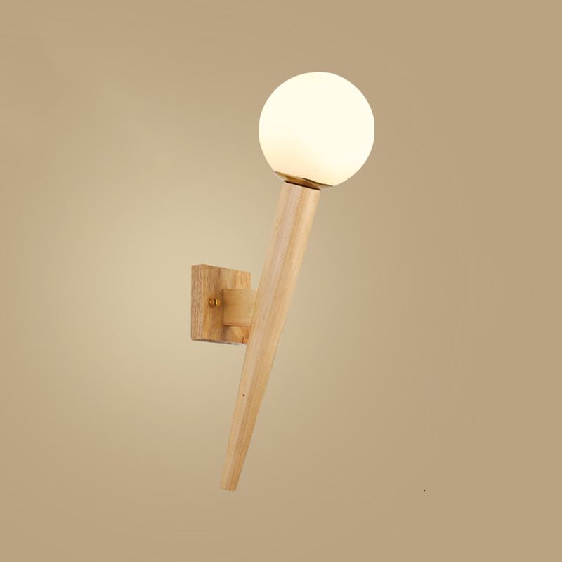 Japanese Style Wood Wall Light Geometric Shape Wall Sconce Lamp Fixture for Bedroom