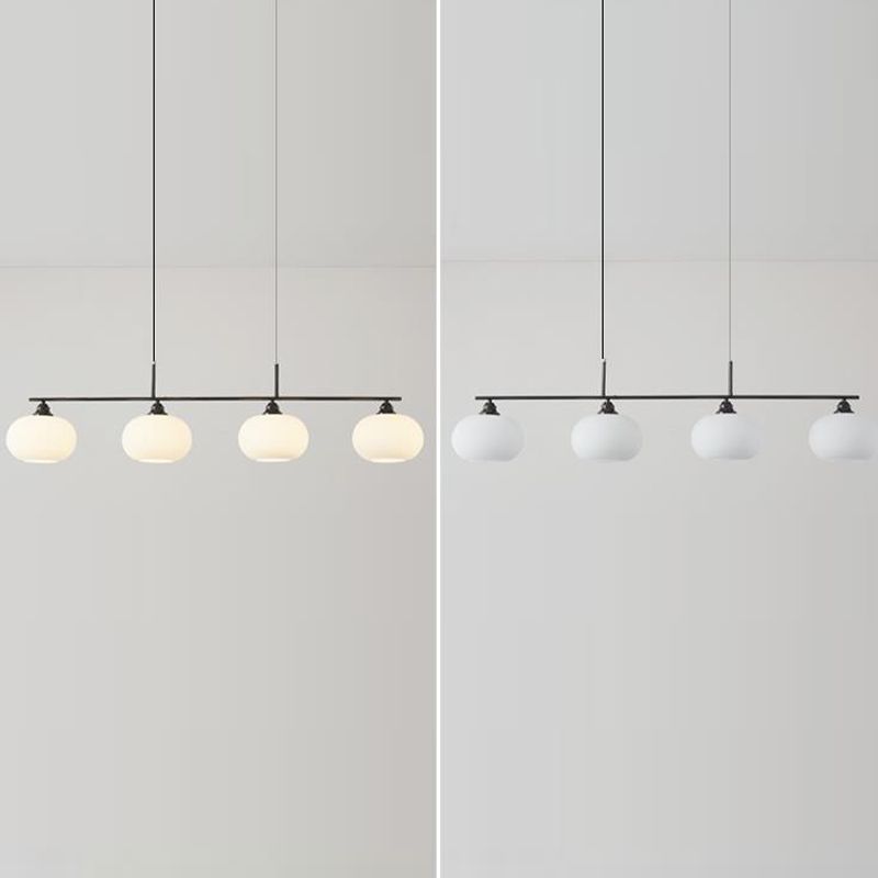 3/4-Light Contemporary Kitchen Island Lighting Shaded Ceiling Light in Golden/Black