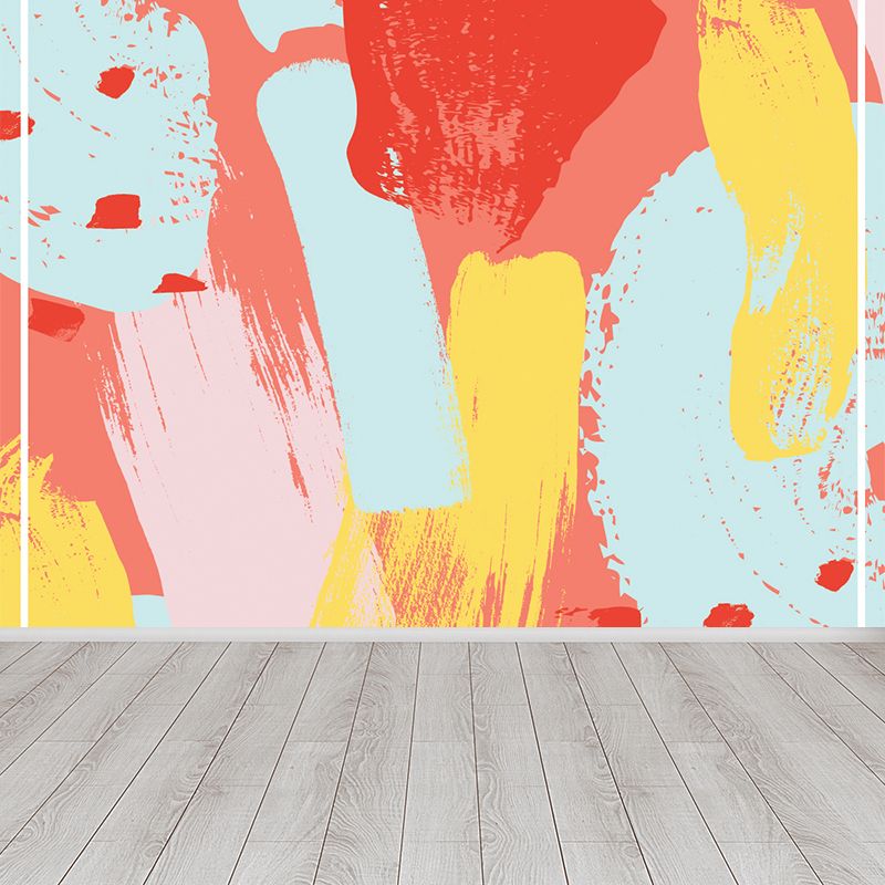 Contemporary Brush Stroke Mural Decal Blue Dining Room Wall Covering, Personalized