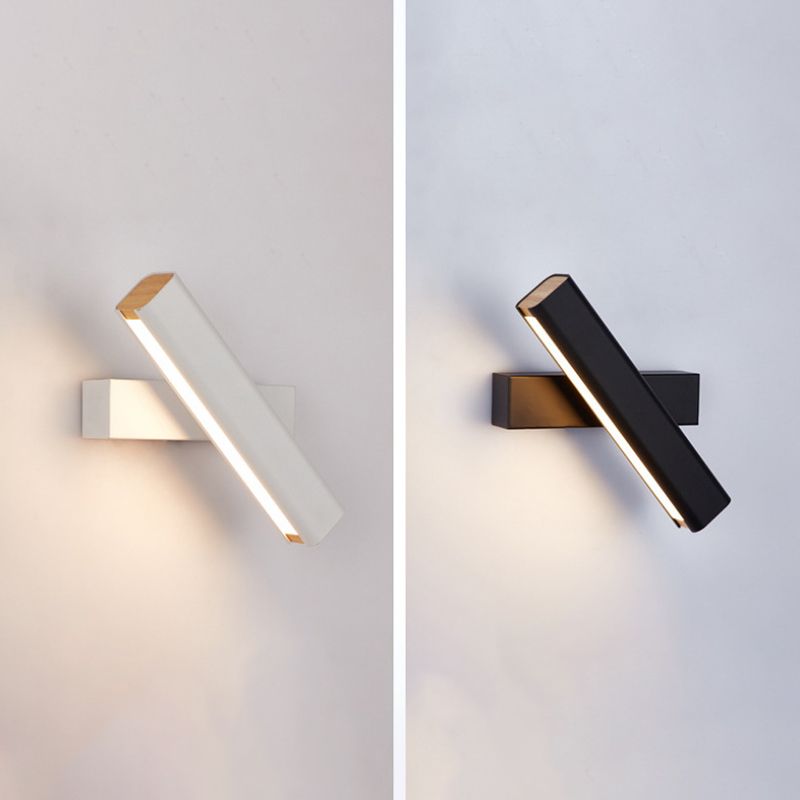 Modern Creative LED Rotatable Wall Lamp Wrought Iron Rectangular Wall Light with Acrylic Shade