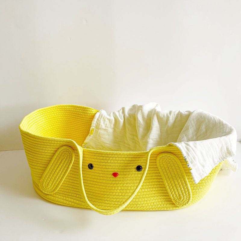 Contemporary Oval Portable Carrier Moses Basket in Yellow/Blue for Baby
