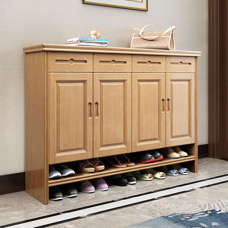 Mid-Century Modern Cabinet Grooves With Doors Rectangle Accent Cabinet