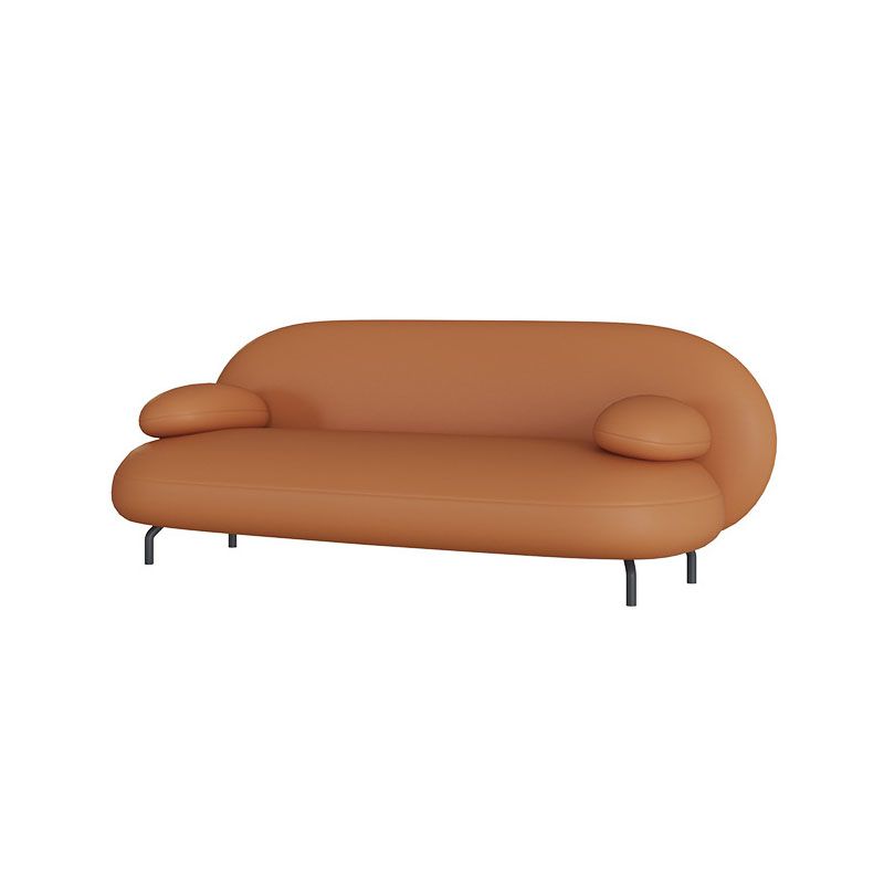 Faux Leather Modern Style Sofa 29.13" High Pillow Top Arm Seating