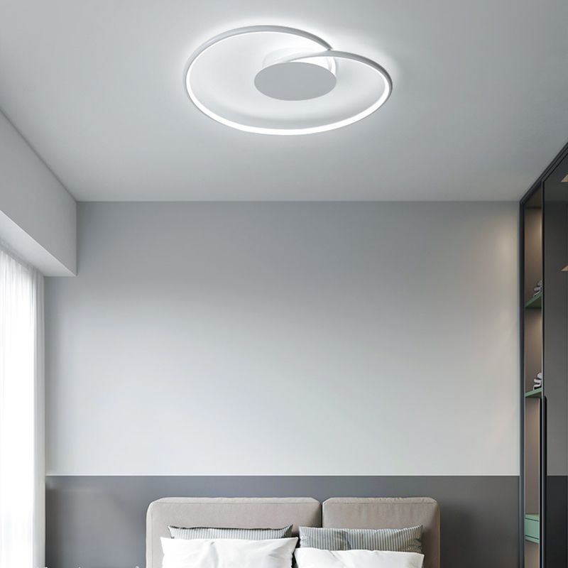 Metal Geometric Flush Light Simple 1 Light Flush Lighting in White