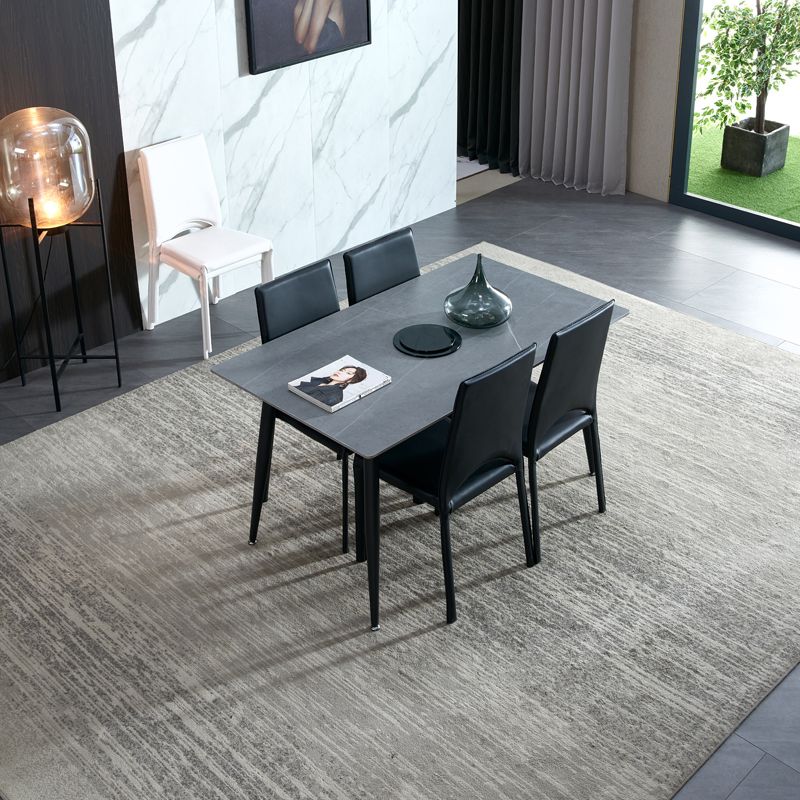 Rectangle Sintered Stone Dining Table Industrial Style 4 Legs Table for Home