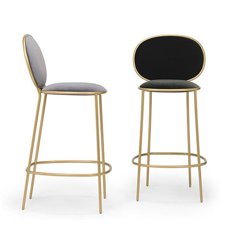Contemporary Backrest Bar Stools Metal Barstool with Gold Legs