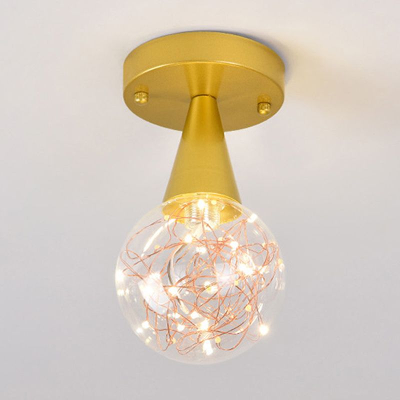 Modern Gold Ceiling Lighting Glass Semi Flush Mount for Hallway