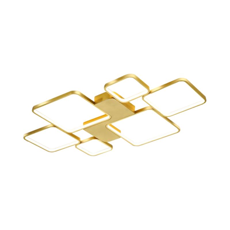 Ronde/vierkante woonkamerplafondlamp Metaal 6-lichts eigentijds inbouw in zwart/goud, warm/wit licht
