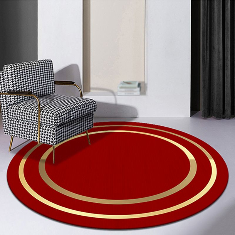 Wine Red Striped Rug Blending Simple Rug Washable Rug for Home Decoration
