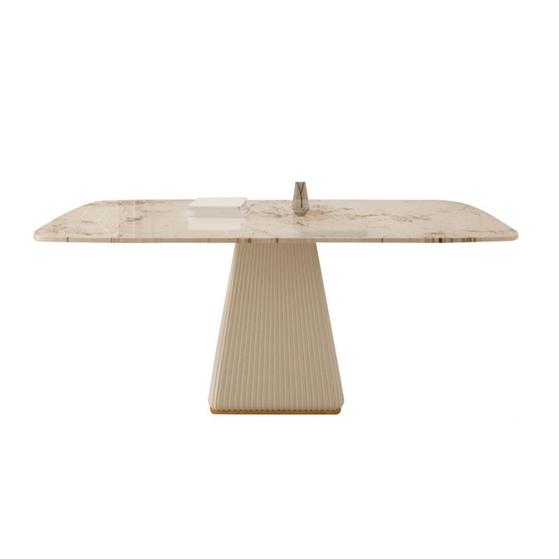 Glam Sintered Stone Dining Set Rectangle 1/4/5/7 Pieces Dining Set with Pedestal Base