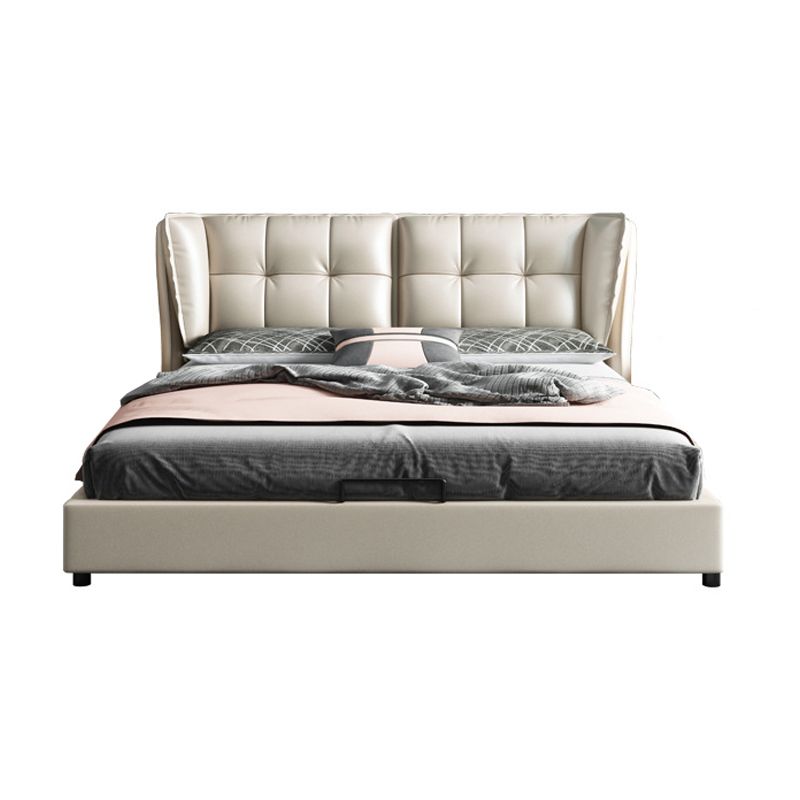 84.65 inch Wide Contemporary Bed Frame Solid Wood Bed with Headboard
