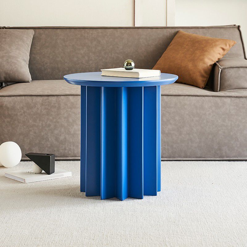 Scandinavian Round Solid Wood Top Side Table 19.6" Tall Pedestal End Table with