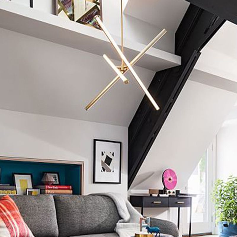 Burst -LED -Anhänger Kronleuchter zeitgenössischer 3 Lampenmetallic Suspension Light für Wohnzimmer