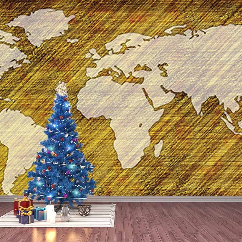 Washable Stain Resistant Mural Wallpaper Map Illustration Indoor Wall Mural