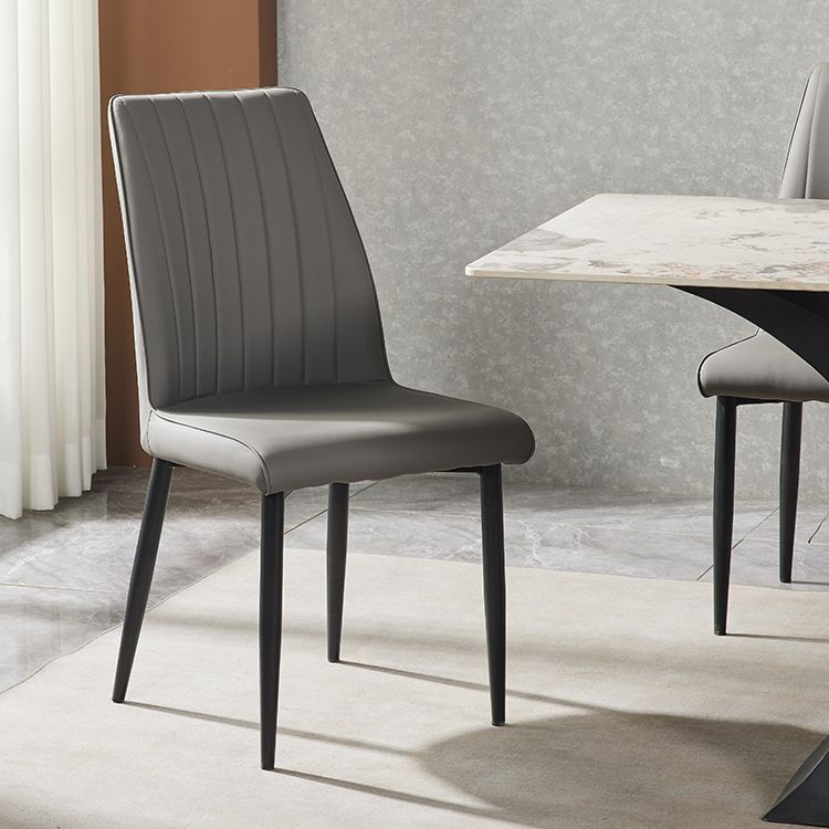 Silla lateral de comedor tapizada de estilo contemporáneo, silla sin brazos con respaldo sólido para uso doméstico