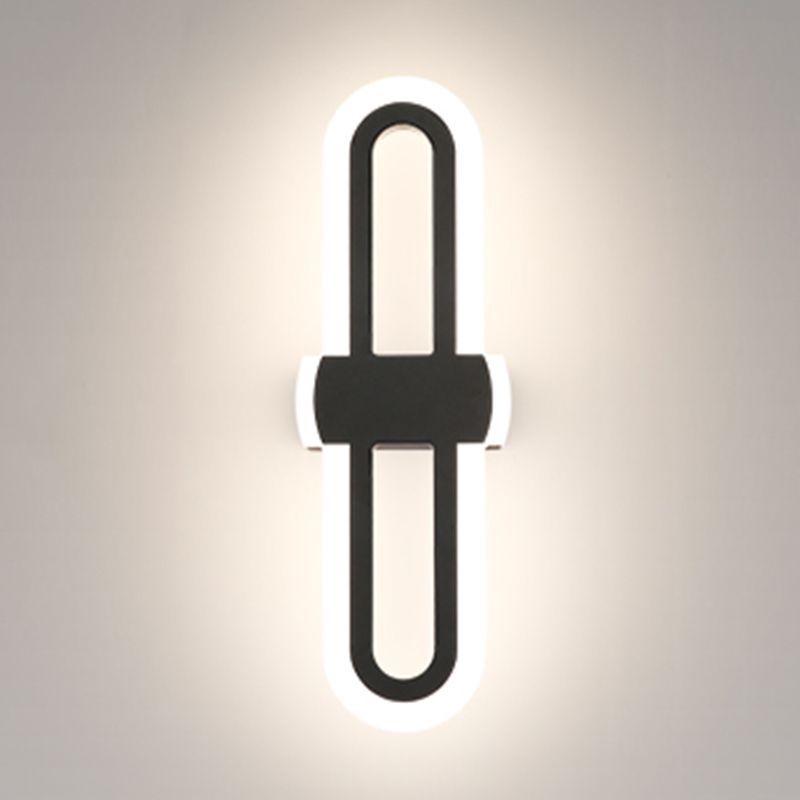 Cronique en métal simple contemporain Lumière murale à LED noire pour chambre à coucher