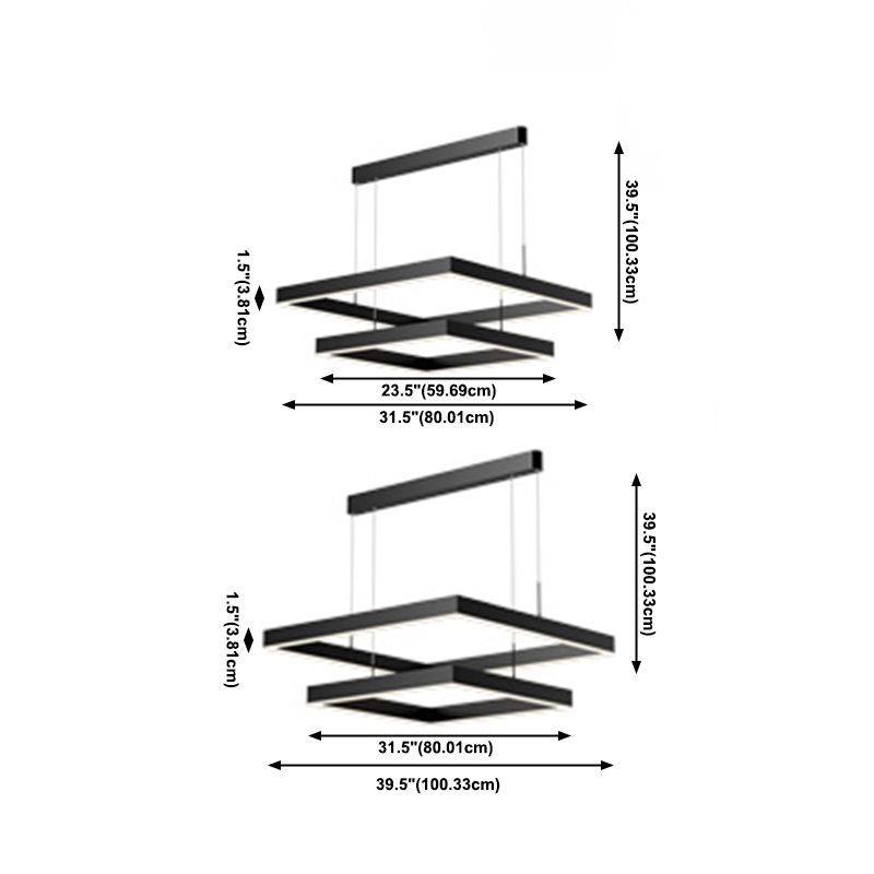 Múltiples cuadrados accesorios de iluminación colgante de araña moderna para comedor