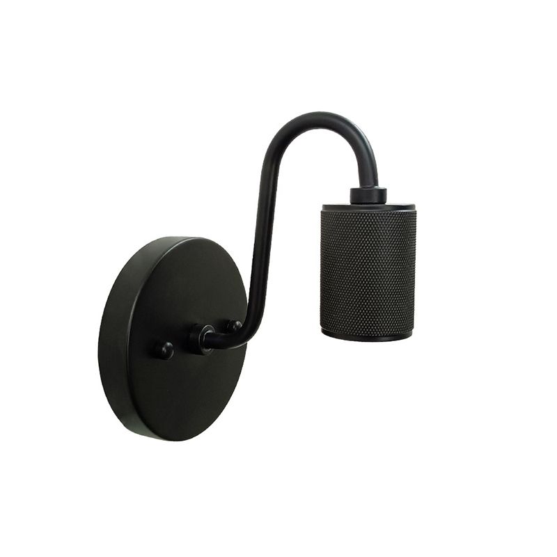 Modern Wall Sconce Cylinder Shape Wall Light with Metal Shade for Bedroom in Black