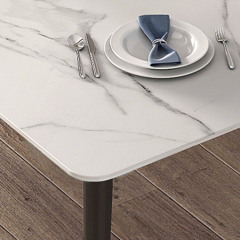 Table à manger de luxe traditionnelle Table à manger en pierre fritrée avec 4 jambes pour salle à manger