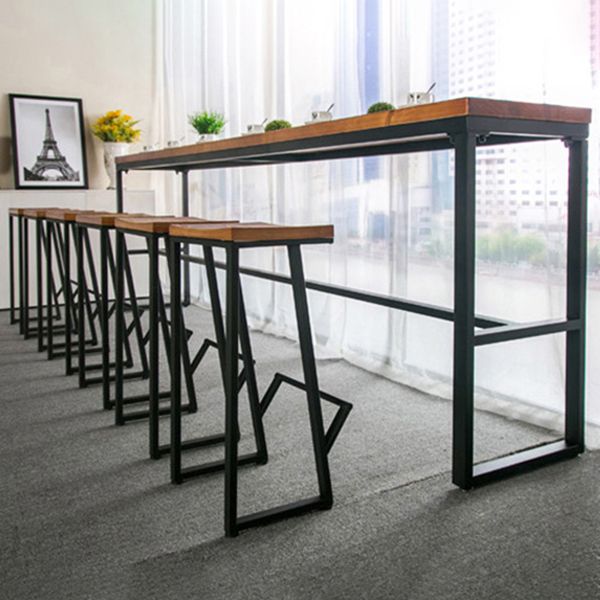 Glam Rectangle Pub Table Set 1/2/3/7 Pieces Pine Wood Top Bar Table with Metal Stools