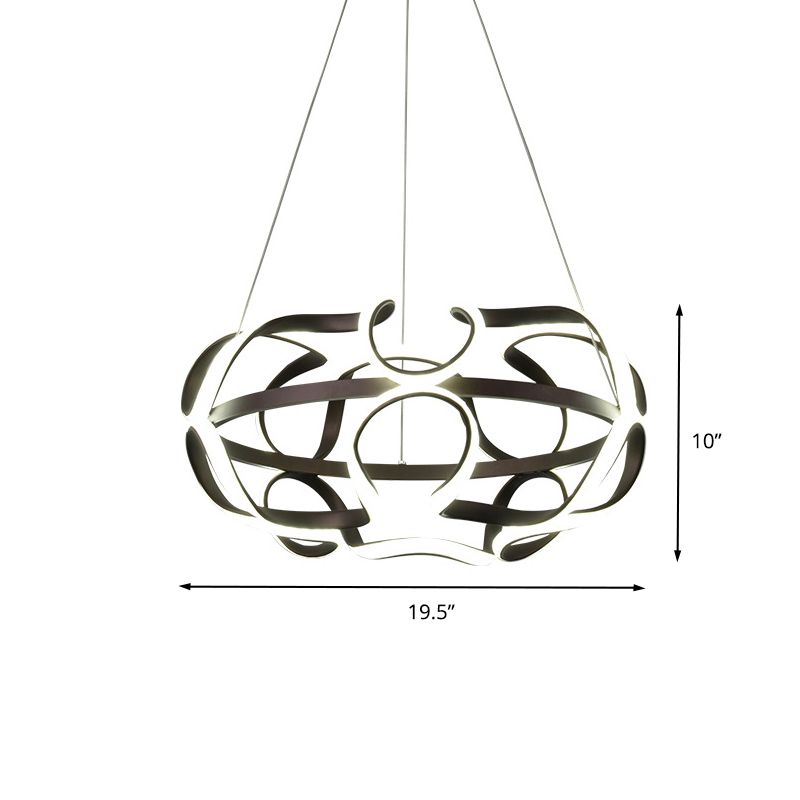 Zeitgenössische verdrehte hängende Lampe Acryl Wohnzimmer LED Kronleuchter Anhänger Licht im Kaffee