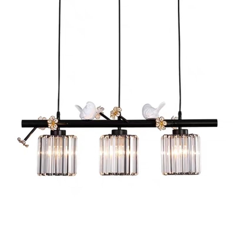 Luci dell'isola cilindro moderna illuminazione lampadario Crystal e Metal Island Lampada3 in oro