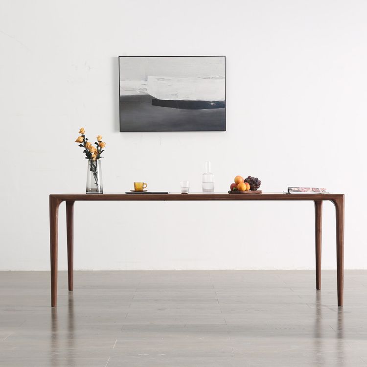 Modern Rectangle Walnut Wood Dining Set 1/2/3/5/7 Pieces Dining Table with Wood Chairs