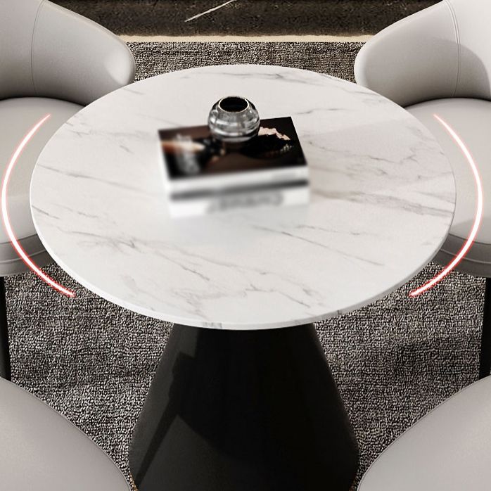 Contemporary 1/4/5 Pieces Dining Set Round Dining Room Table Set with Leather Chairs