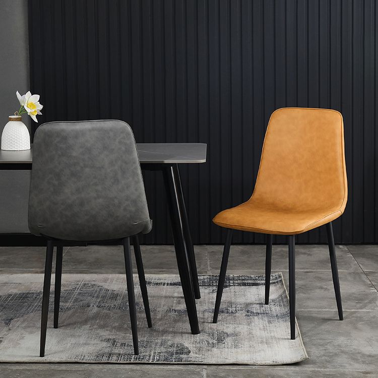 Contemporary Style Metal Chair Kitchen Dining Solid Back Dining Side Chairs