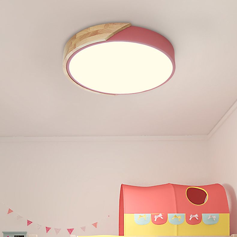 Macaron Modern Round Flushmount Bedroom Metal LED Ceiling Flush Mount Lamp