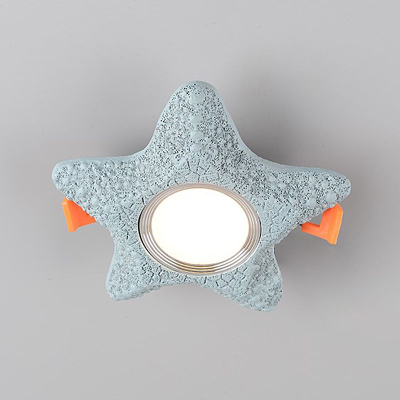 Starfish Flush Light Fixture Cartoon Resin LED Blue Flush Mount Ceiling Lamp in White/Warm Light