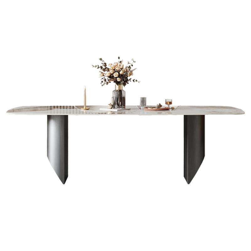 Metal Modern Rectangle Dining Table Sintered Stone Table for Dining Room and Kitchen