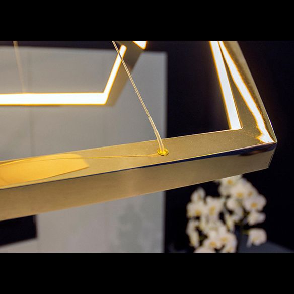 Gold Multi-Tier Chandelier Lighting Fixture Minimalist LED Metal Suspension Light