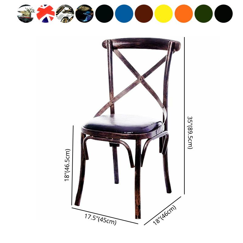 Industrial Style Metal Chairs Dining Room Kitchen Cross Back Side Chair
