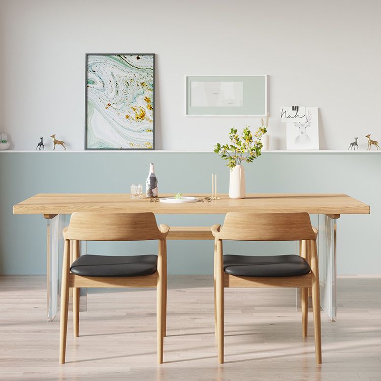 Rectangle Double Base Dining Table Modern Pine Wood Table for Living Room