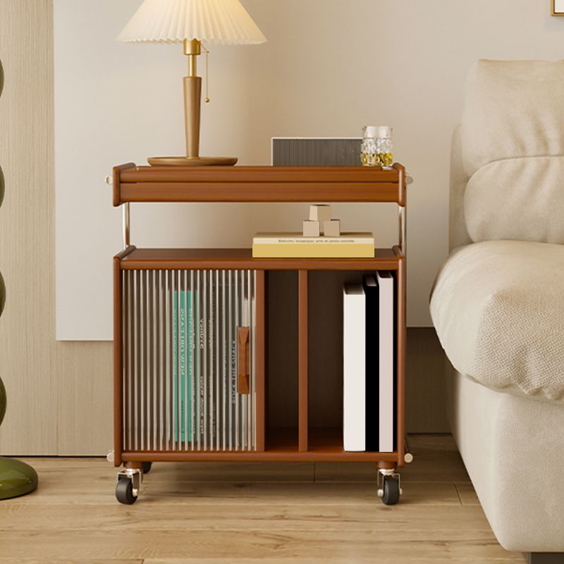 Mid Century Modern Side Table Double Tier Wood Accent Side Table with Shelf