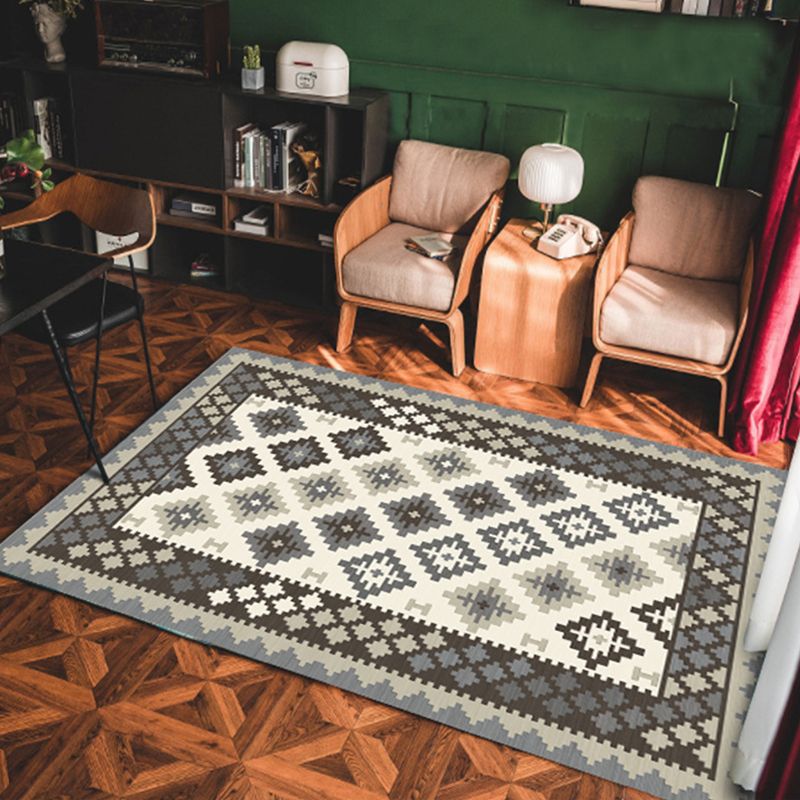 Vintage Geo Print Teppich mehrfarbiger persischer Indoor-Teppichsynthetik Anti-Rutsch-Backing Easy Care Teppich für Zimmer